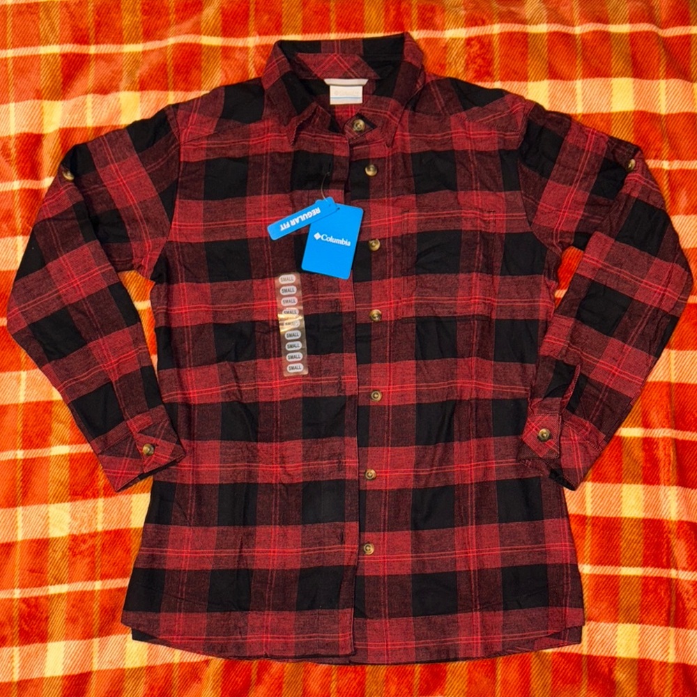 Columbia Red and Black Plaid Shirt
